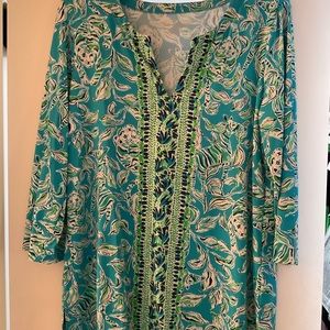 Lilly Pulitzer Chillylilly Karina Tunic in Turquoise Oasis - Large